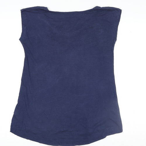 Dorothy Perkins Women's Blue Bow T-Shirt Size 6 Cotton Casual Top