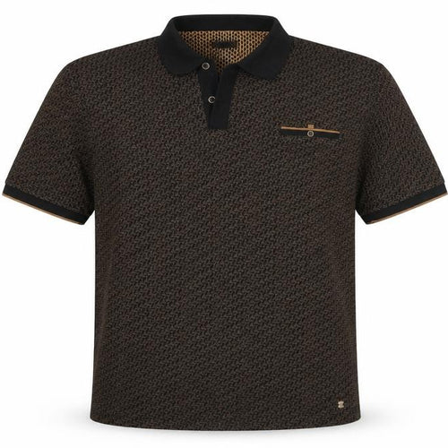Next Men's Brown Geometric Short Sleeve Cotton Polo Shirt Size M