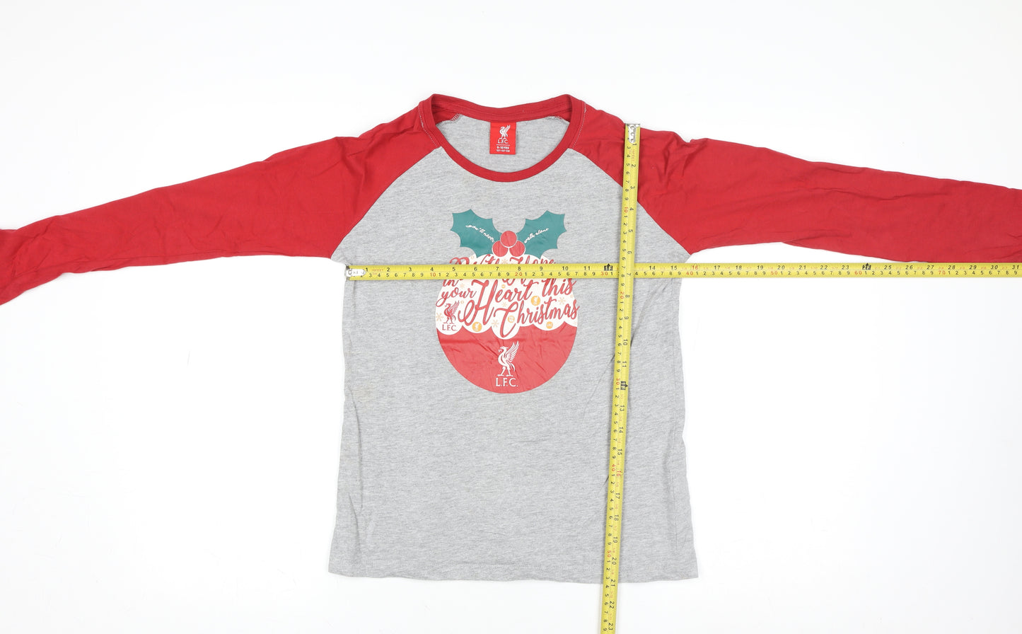 LFC Boys Grey Red Long Sleeve Christmas T-Shirt 9-10 Years Cotton Blend
