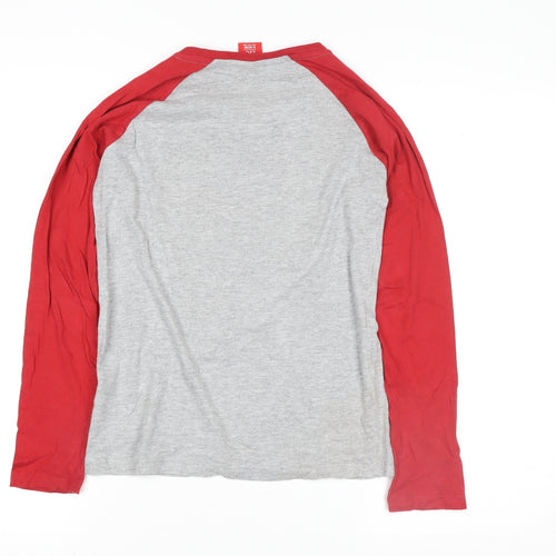 LFC Boys Grey Red Long Sleeve Christmas T-Shirt 9-10 Years Cotton Blend