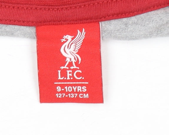LFC Boys Grey Red Long Sleeve Christmas T-Shirt 9-10 Years Cotton Blend