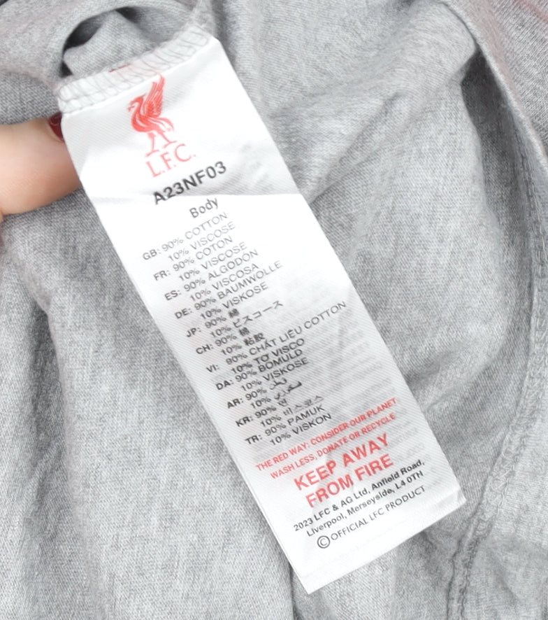 LFC Boys Grey Red Long Sleeve Christmas T-Shirt 9-10 Years Cotton Blend