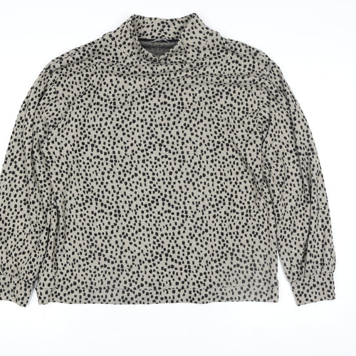 Nutmeg Women Beige Black Animal Print Long Sleeve Sweatshirt Size 10
