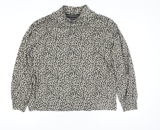 Nutmeg Women Beige Black Animal Print Long Sleeve Sweatshirt Size 10