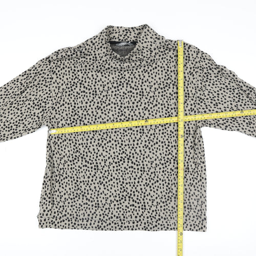 Nutmeg Women Beige Black Animal Print Long Sleeve Sweatshirt Size 10