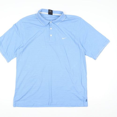 Nike Men's Blue Dri-Fit Golf Polo Shirt Size L Cotton Blend