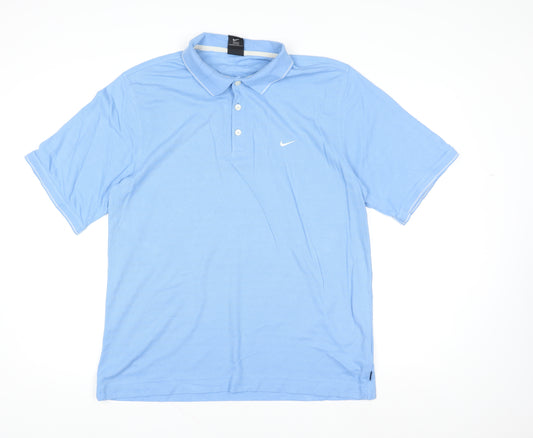 Nike Men's Blue Dri-Fit Golf Polo Shirt Size L Cotton Blend