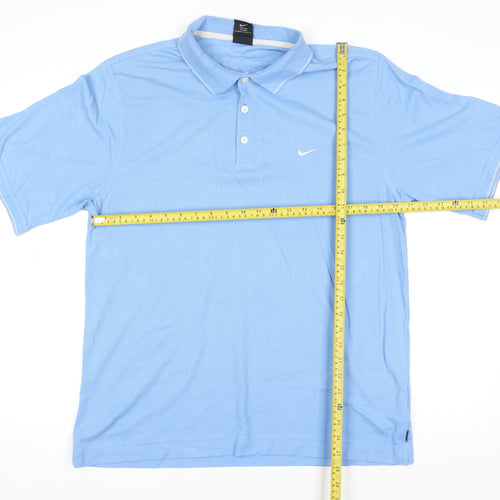 Nike Men's Blue Dri-Fit Golf Polo Shirt Size L Cotton Blend
