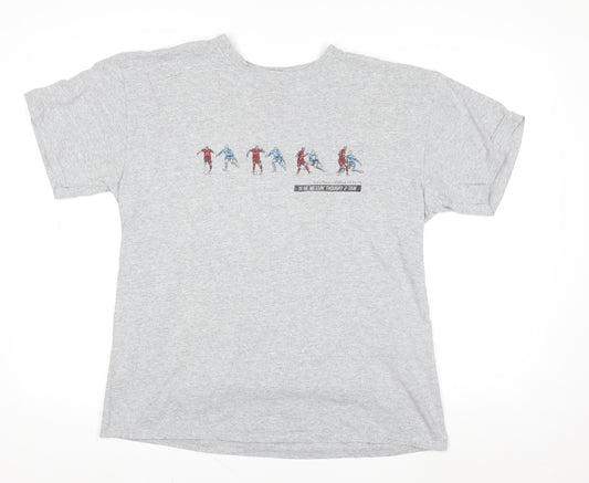 The Anfield Wrap Men's Grey Cotton Football Graphic T-Shirt Size L