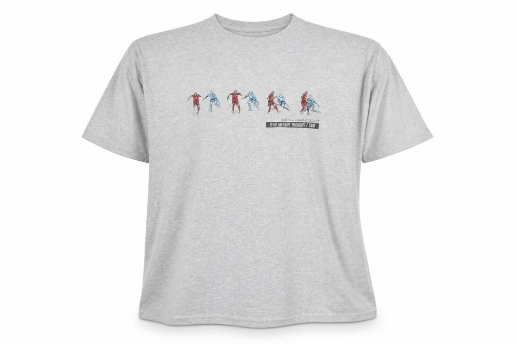 The Anfield Wrap Men's Grey Cotton Football Graphic T-Shirt Size L