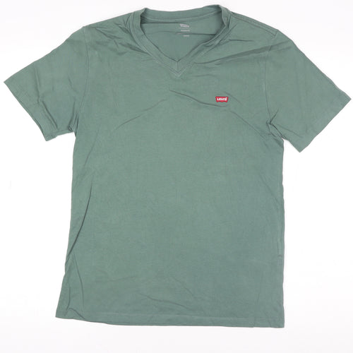 Levi's Men's Green V-Neck Cotton Short Sleeve T-Shirt Size S