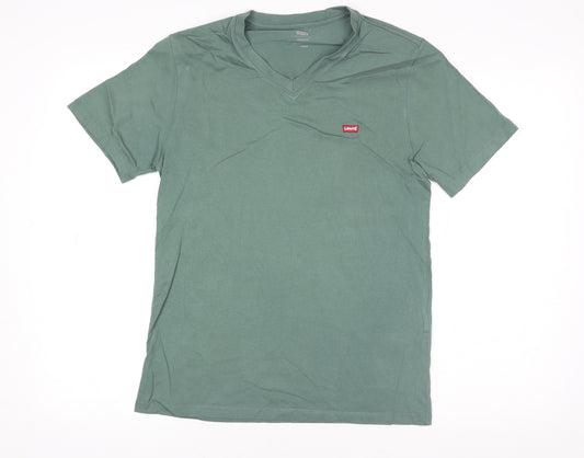 Levi's Men's Green V-Neck Cotton Short Sleeve T-Shirt Size S