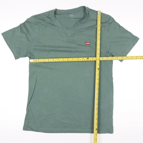 Levi's Men's Green V-Neck Cotton Short Sleeve T-Shirt Size S