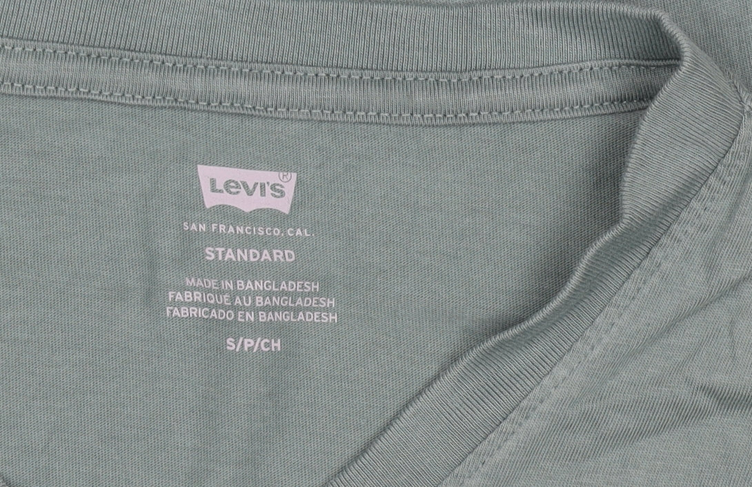 Levi's Men's Green V-Neck Cotton Short Sleeve T-Shirt Size S