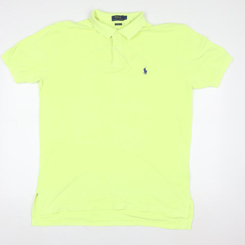 Ralph Lauren Men's Yellow Classic Fit Polo Shirt L Cotton