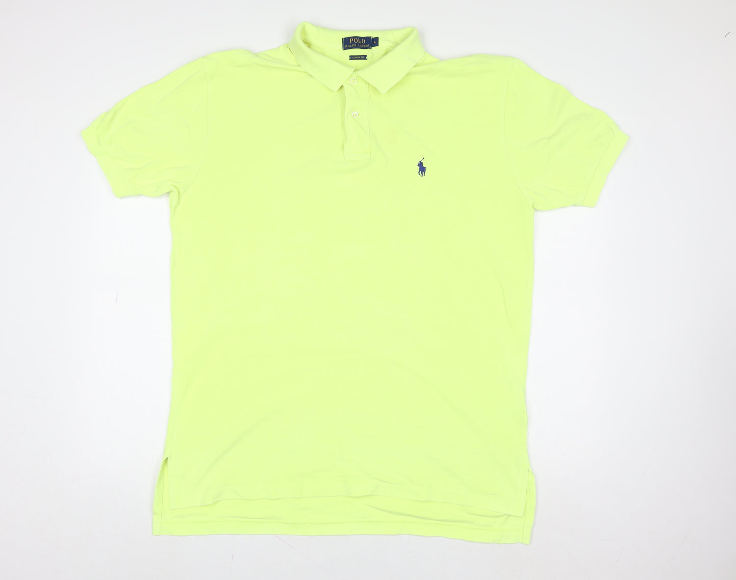 Ralph Lauren Men's Yellow Classic Fit Polo Shirt L Cotton