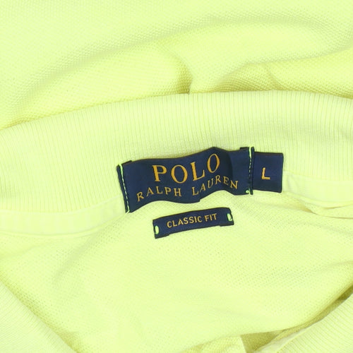 Ralph Lauren Men's Yellow Classic Fit Polo Shirt L Cotton