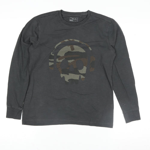 Next Boys Black Long Sleeve Skull Graphic Cotton T-Shirt 11 Years
