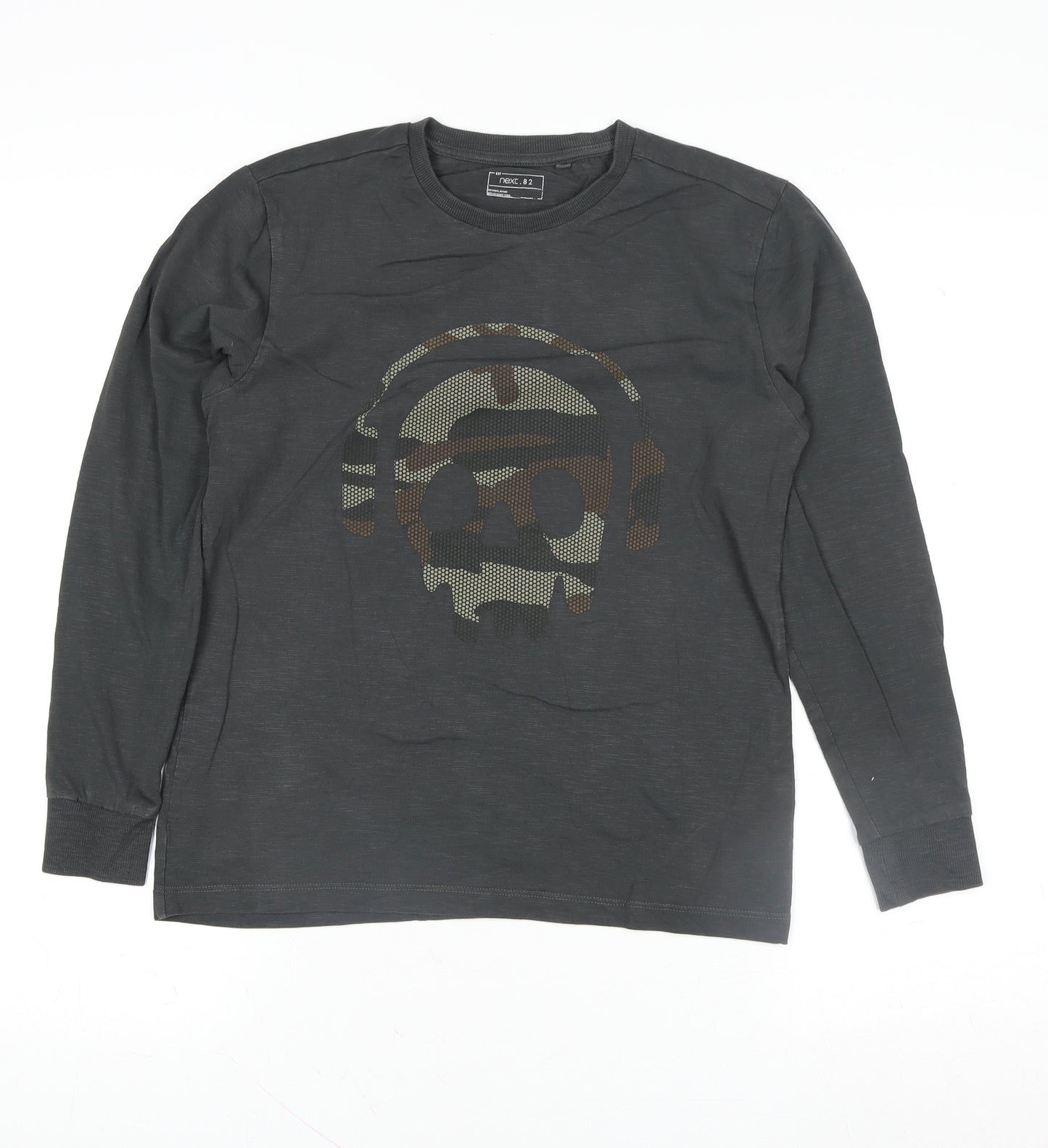 Next Boys Black Long Sleeve Skull Graphic Cotton T-Shirt 11 Years