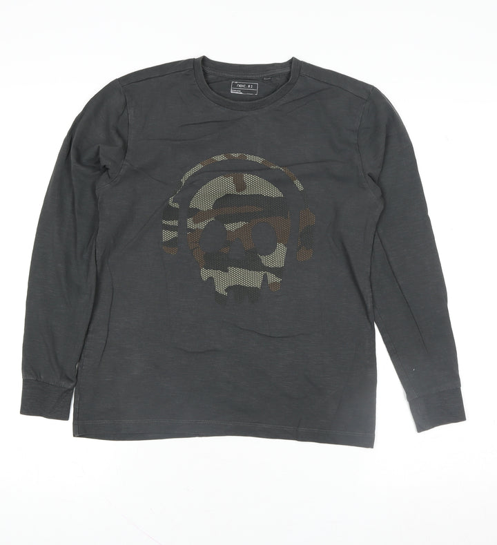 Next Boys Black Long Sleeve Skull Graphic Cotton T-Shirt 11 Years