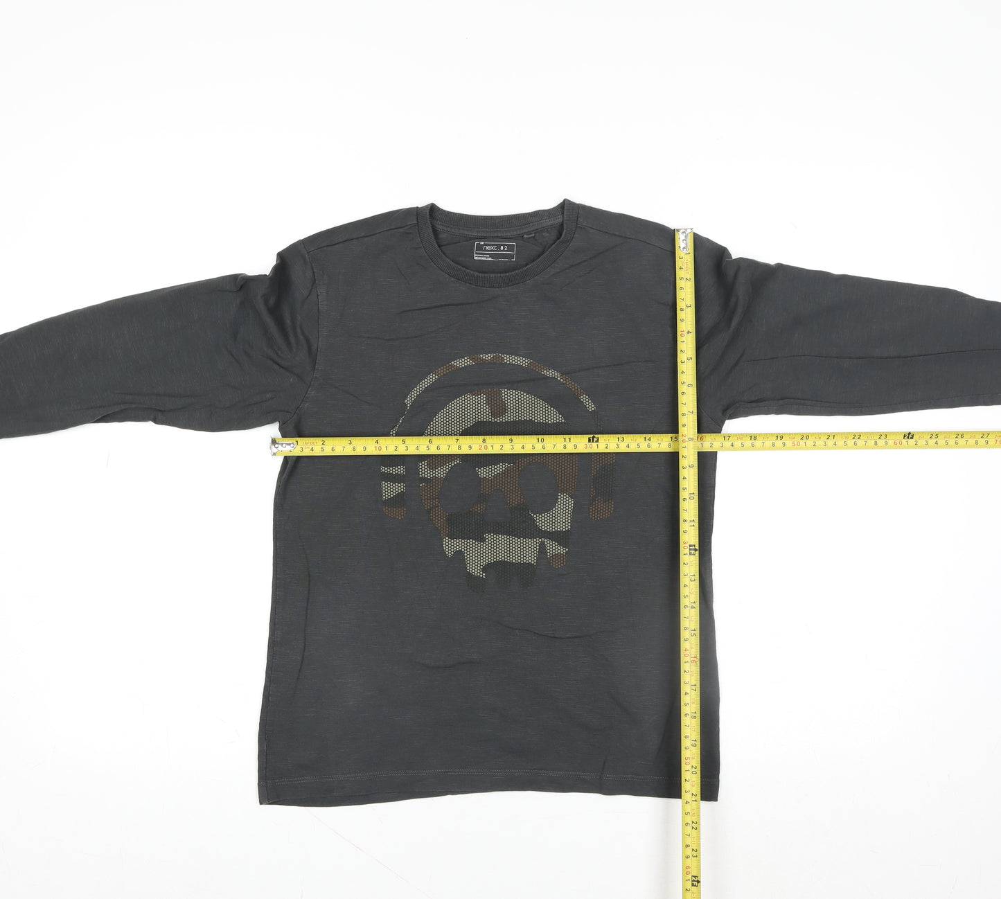 Next Boys Black Long Sleeve Skull Graphic Cotton T-Shirt 11 Years