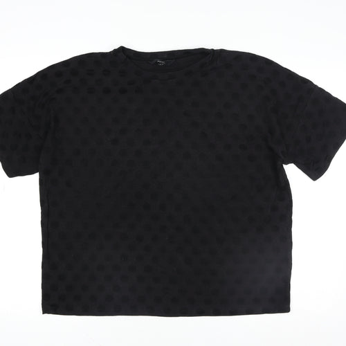 Next Womens Black Polka Dot Short Sleeve T-Shirt Size 16