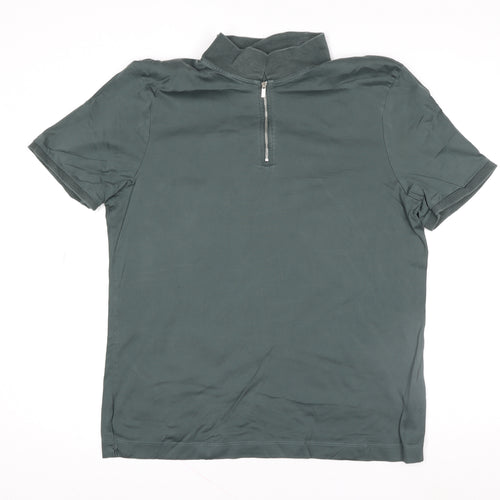 Marks and Spencer Autograph Men's Green Supima Cotton 1/4 Zip Polo Shirt L