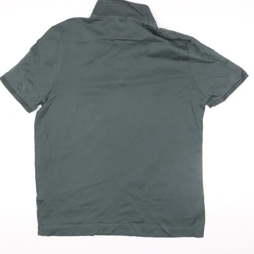 Marks and Spencer Autograph Men's Green Supima Cotton 1/4 Zip Polo Shirt L