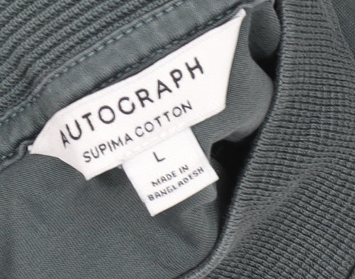 Marks and Spencer Autograph Men's Green Supima Cotton 1/4 Zip Polo Shirt L