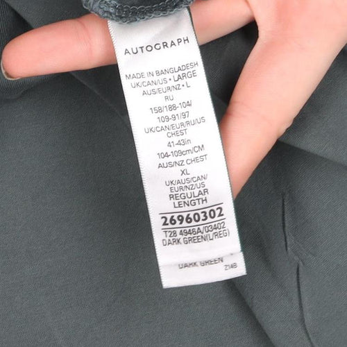 Marks and Spencer Autograph Men's Green Supima Cotton 1/4 Zip Polo Shirt L