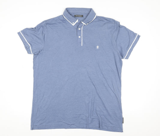 French Connection Men's Blue 2XL Polo Shirt Cotton Blend