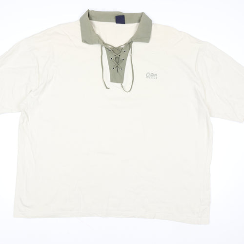 Cotton Traders Womens Beige 4XL Short Sleeve Lace Up Polo Top