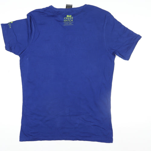 Crosshatch Men's Blue Logo Crew Neck Cotton T-Shirt Size L