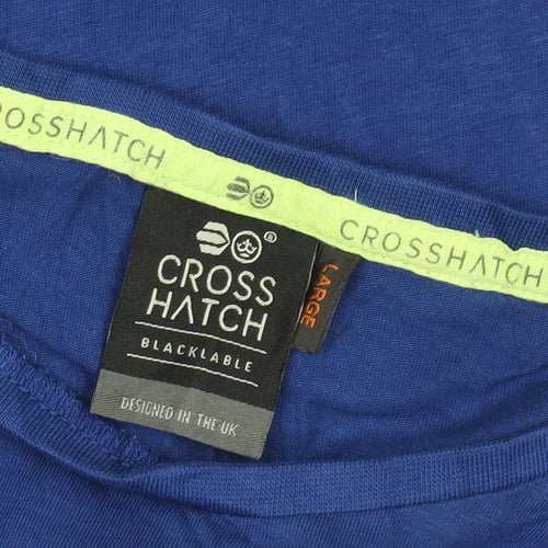 Crosshatch Men's Blue Logo Crew Neck Cotton T-Shirt Size L