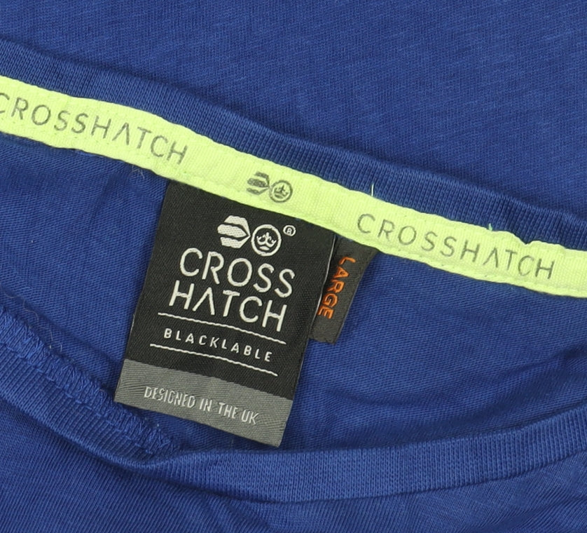 Crosshatch Men's Blue Logo Crew Neck Cotton T-Shirt Size L