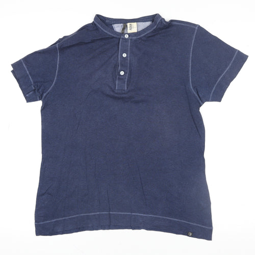Ben Sherman Men’s Blue XS Cotton Short Sleeve Henley Polo Shirt