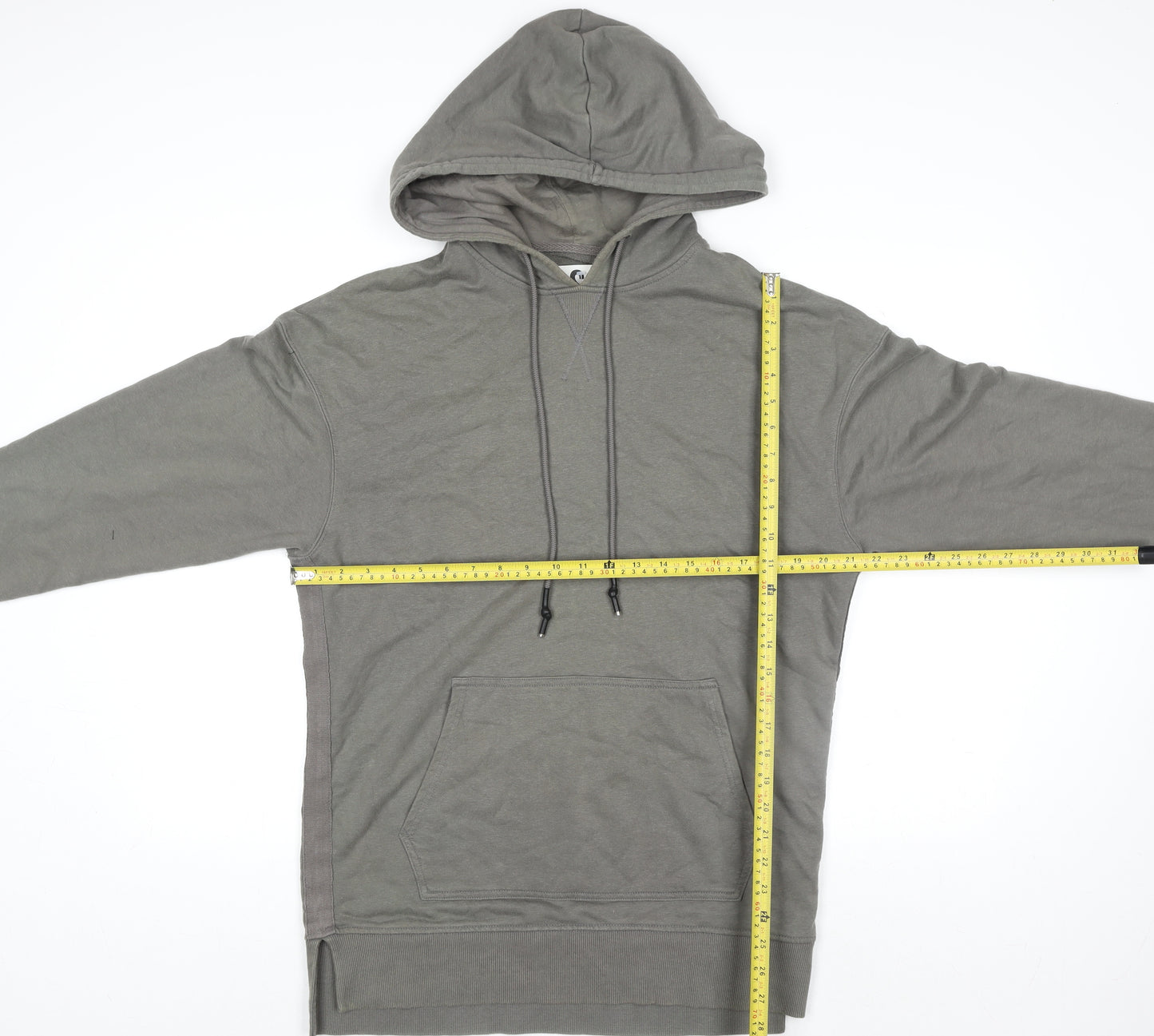 New Look Men Grey Pullover Hoodie Small Regular Fit