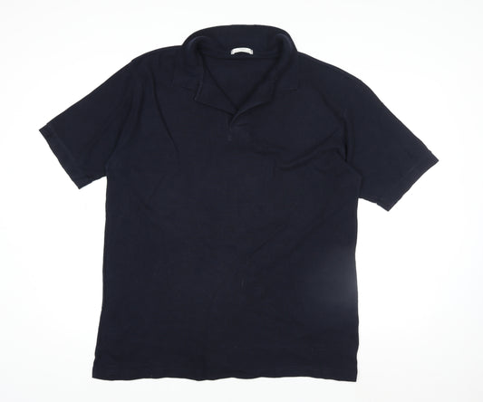 Marks and Spencer Men’s Navy Blue XL Cotton Short Sleeve Polo Shirt