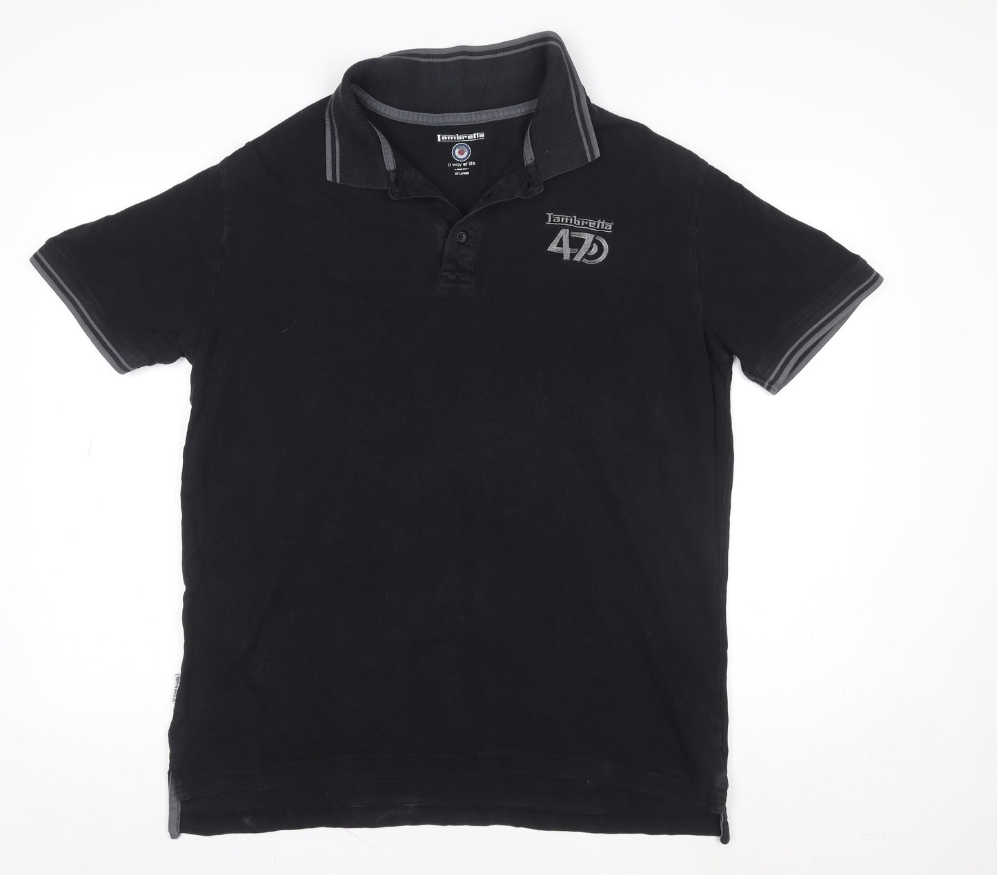 Lambretta Men’s Black 2XL Polo Shirt Short Sleeve Cotton Classic Fit