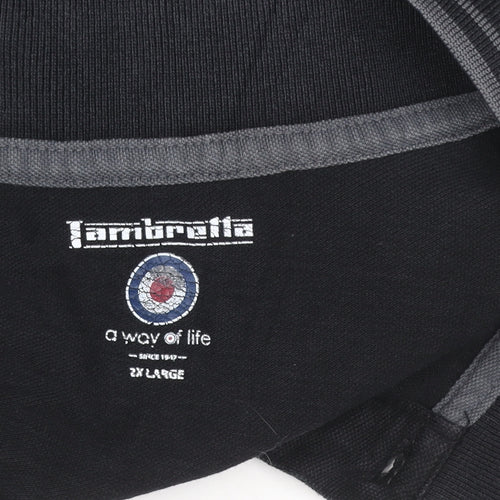 Lambretta Men’s Black 2XL Polo Shirt Short Sleeve Cotton Classic Fit