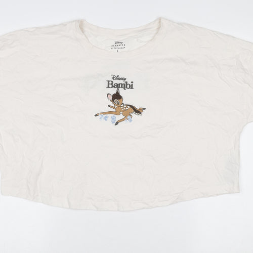 Primark Women Ivory Disney Bambi T-Shirt Nightshirt L Cotton