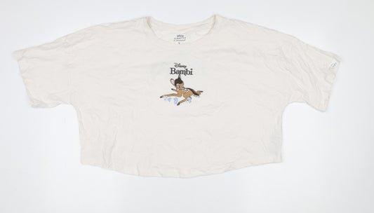 Primark Women Ivory Disney Bambi T-Shirt Nightshirt L Cotton