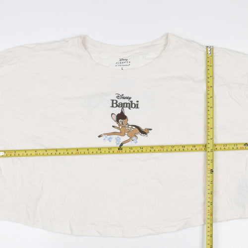 Primark Women Ivory Disney Bambi T-Shirt Nightshirt L Cotton
