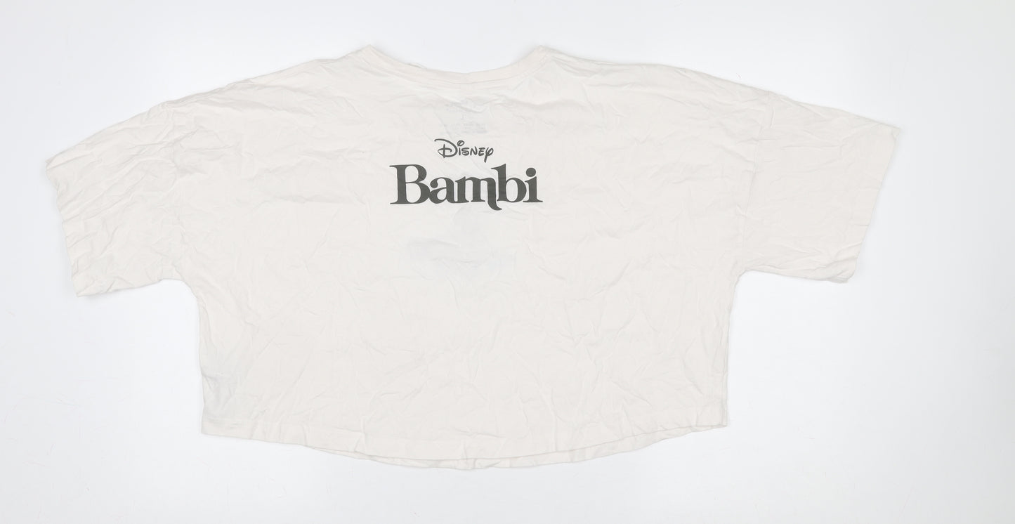 Primark Women Ivory Disney Bambi T-Shirt Nightshirt L Cotton