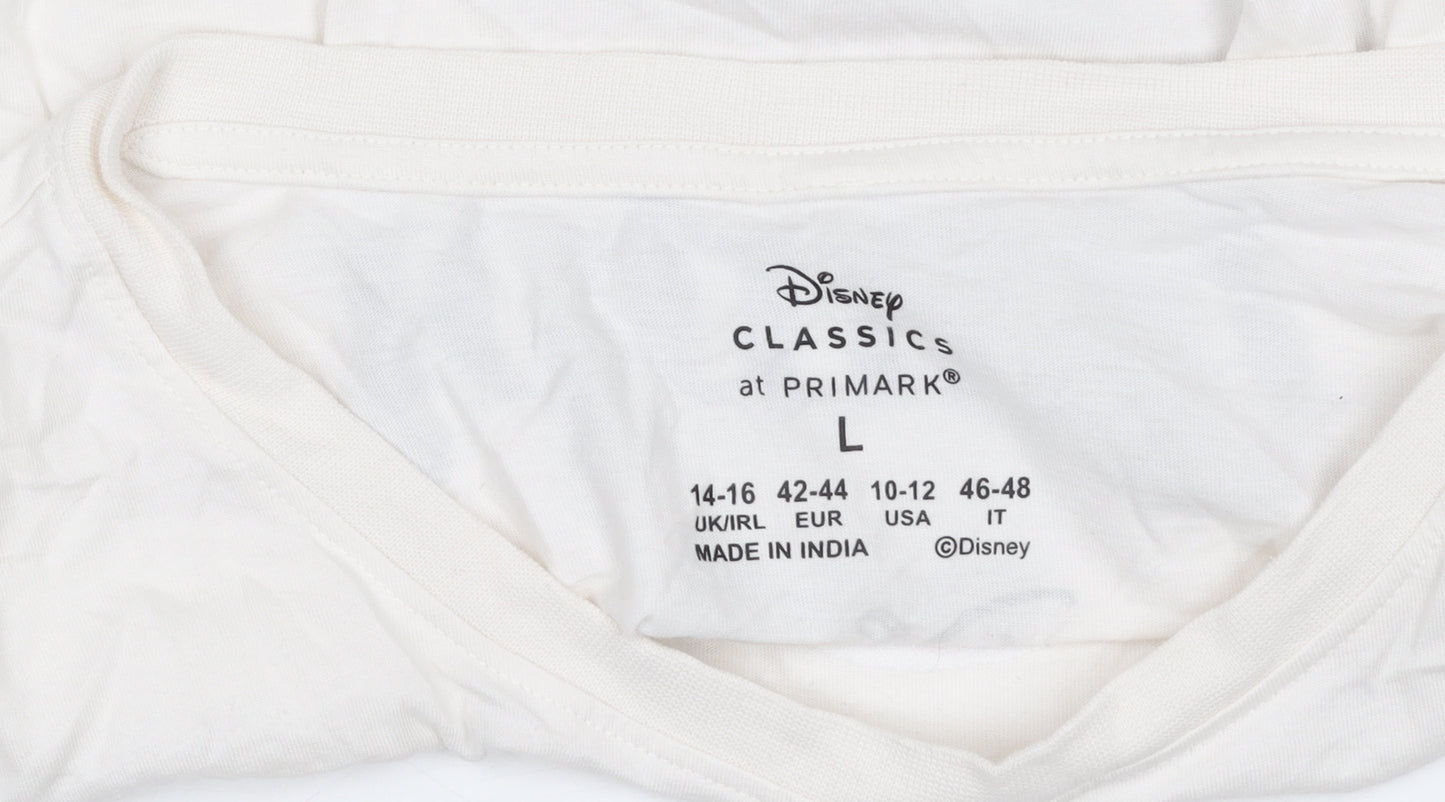 Primark Women Ivory Disney Bambi T-Shirt Nightshirt L Cotton
