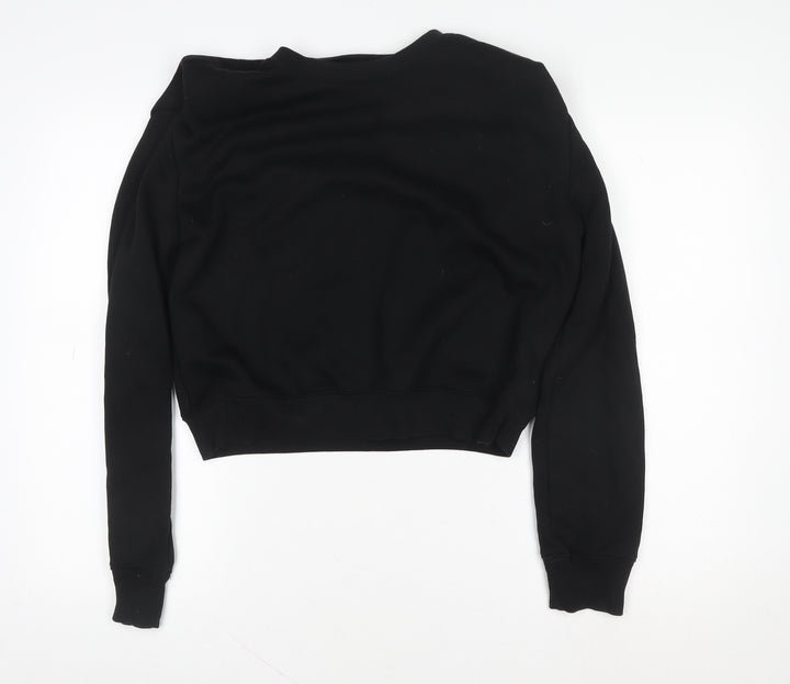 Zara Womens Black Long Sleeve Crew Neck Pullover Sweatshirt Size M