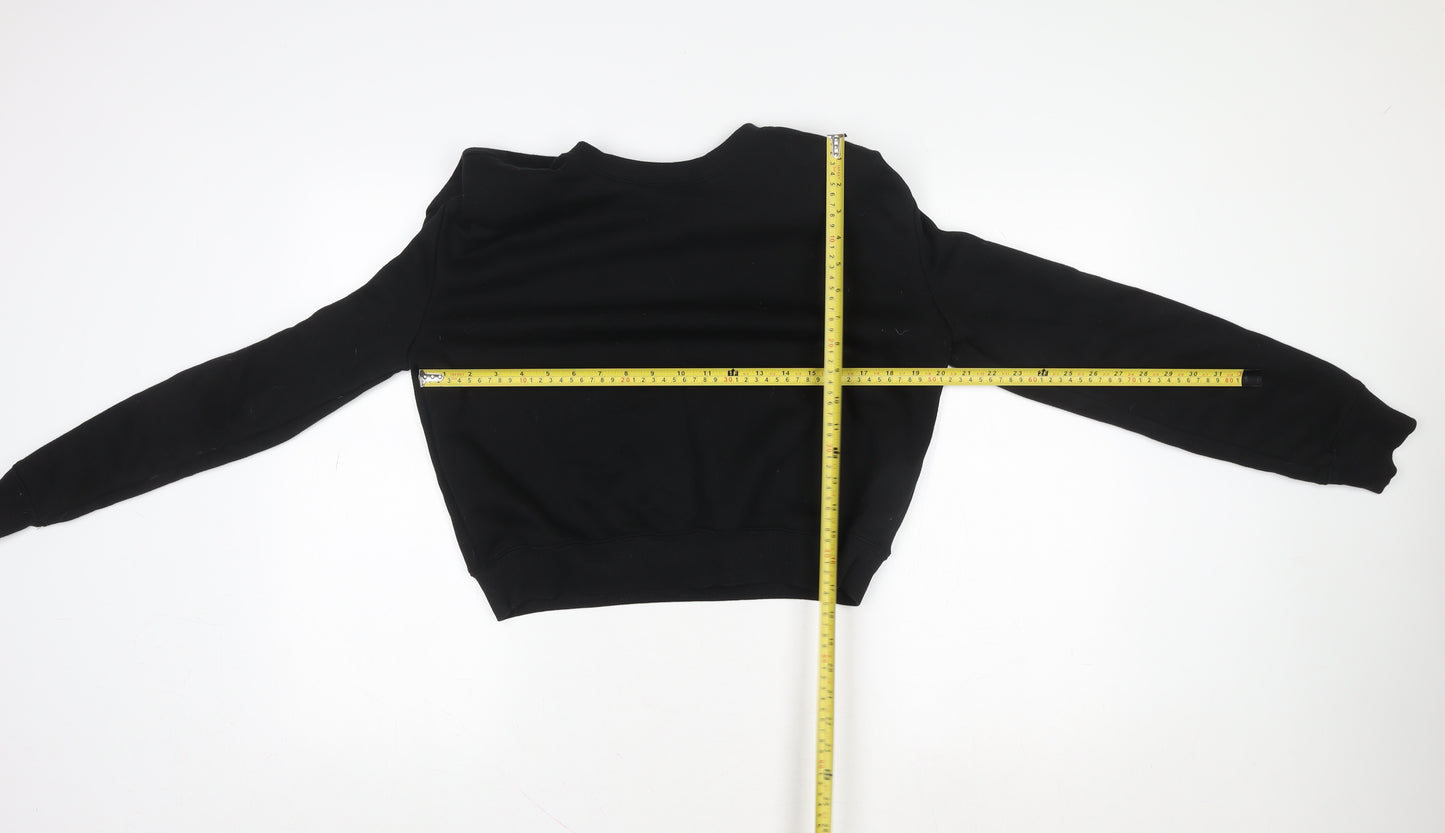 Zara Womens Black Long Sleeve Crew Neck Pullover Sweatshirt Size M