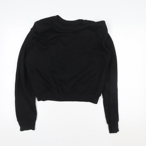 Zara Womens Black Long Sleeve Crew Neck Pullover Sweatshirt Size M