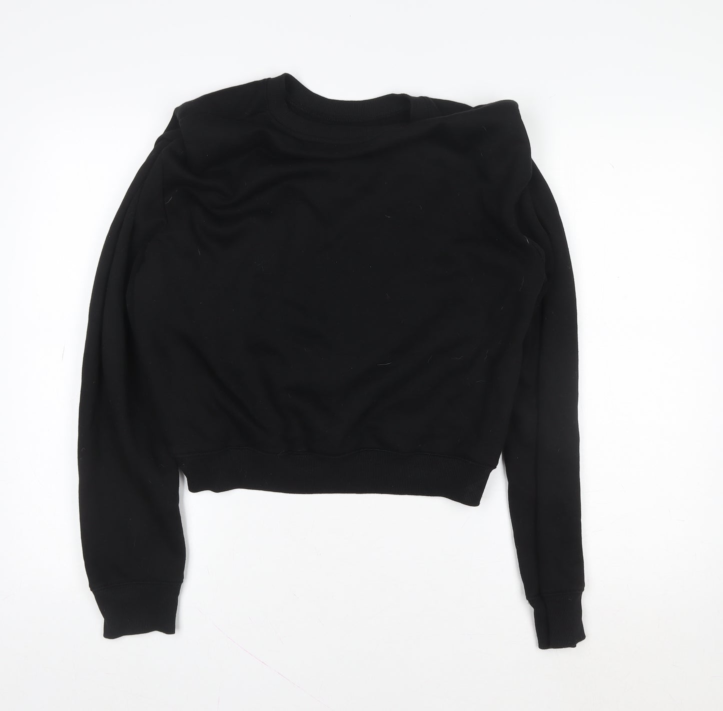 Zara Womens Black Long Sleeve Crew Neck Pullover Sweatshirt Size M