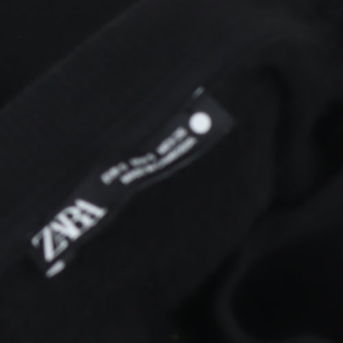 Zara Womens Black Long Sleeve Crew Neck Pullover Sweatshirt Size M
